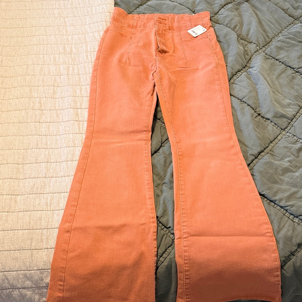 Free People Women's Flare Jeans in Coral